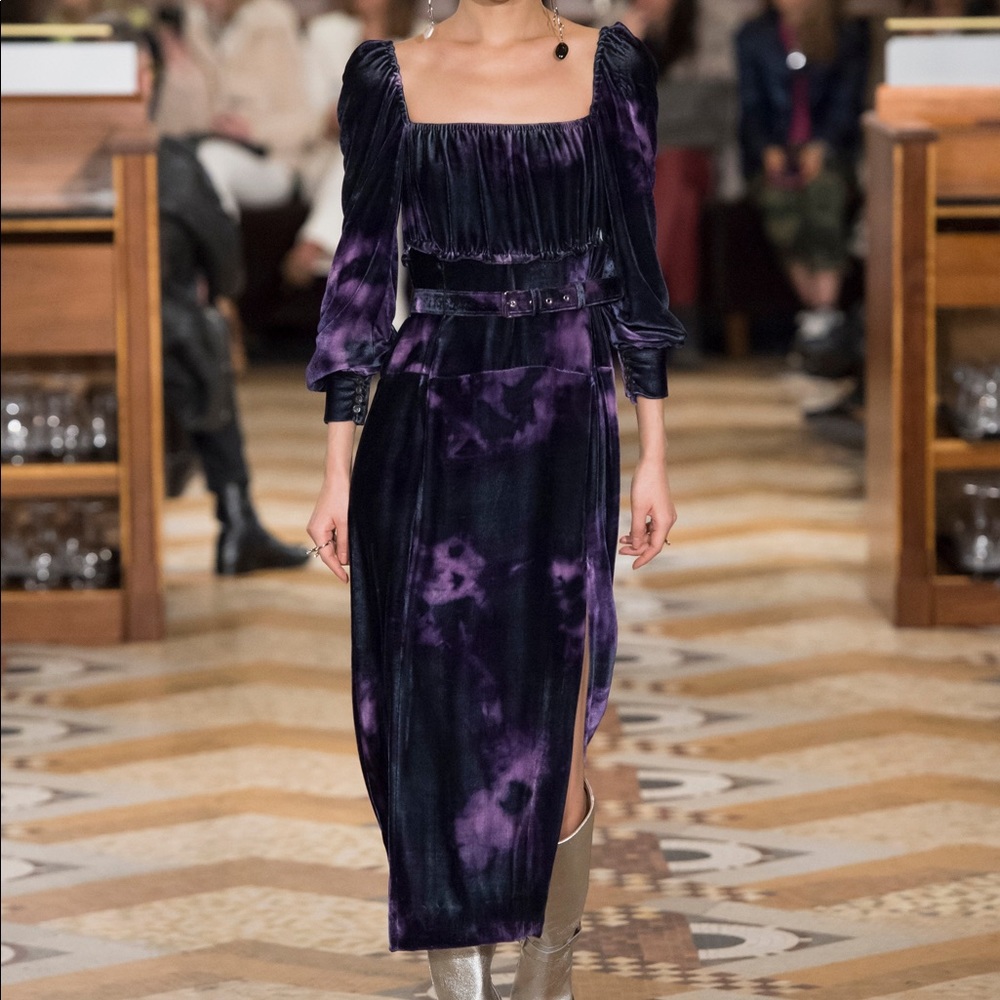 ALTUZARRA FW18 Navy/Violet Velvet Dress